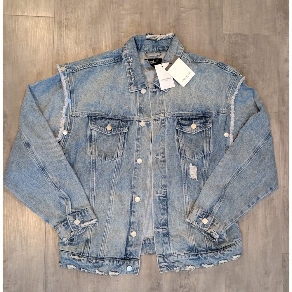 Lifted Anchors XL Distressed Light Wash Denim Jacket Streetwear